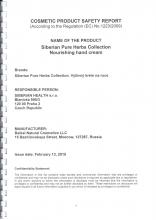 Cocmetic product safety report Siberian Pure Herbs Collection. Výživný krém na ruce (Enhergen), 65 m