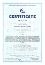 Certificate of safety<br>Renaissance Triple Set. Formula 2 Complément alimentaire bio  Renaissance Triple Set, 180 gélules