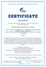 Certificate of safety<br>L-Carnitine Siberian Super Natural Sport. L-Carnitine, 120 kapslí